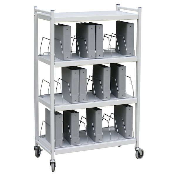 Std Vertical Open Chart Rack 4 Shelves 30 Binder Capacity in Light Gra